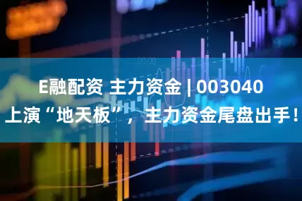 E融配资 主力资金 | 003040上演“地天板”，主力资金尾盘出手！